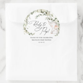 Neutrale Eukalyptus-Elephant-Babydusche Runder Aufkleber