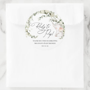 Neutrale Eukalyptus-Elephant-Babydusche Runder Aufkleber