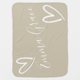 Neutrale Farbe Baby Name und Herz Babydecke