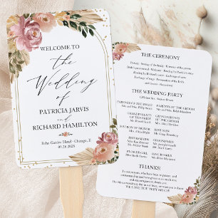 Neutrale Farben Boho Floral Hochzeitsprogramm Fächer