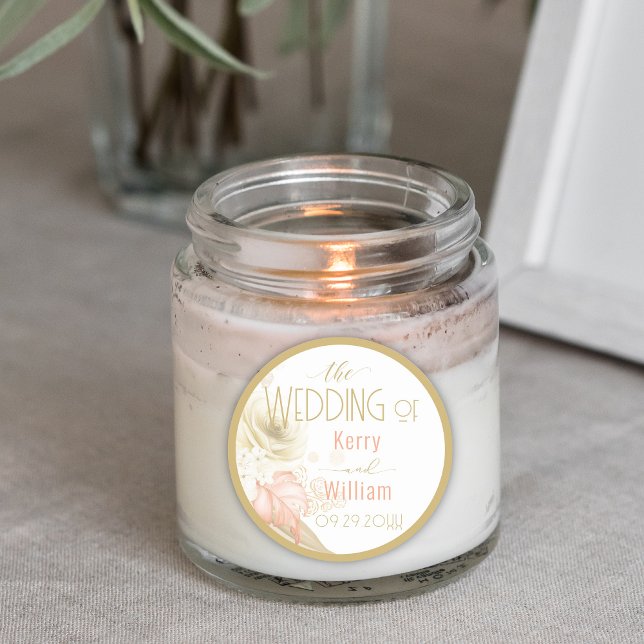 Neutrale Farben Elegante Hochzeit Runder Aufkleber (Von Creator hochgeladen)