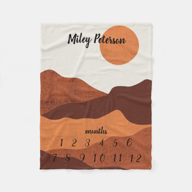 Neutrale Farben Monatliches Meilenstein Baby Blank Fleecedecke (Vorderseite)