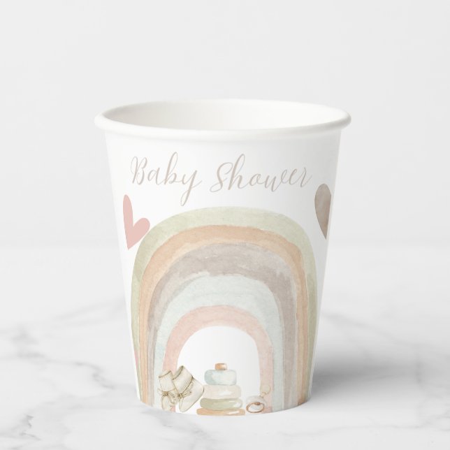 Neutrale Farbtöne Babydusche Pappbecher (Vorderseite)