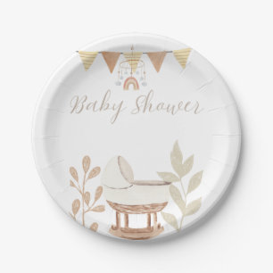 Neutrale Farbtöne Babydusche Pappteller