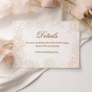 Neutrale Florale Hochzeitsdetailskarte Elegant Begleitkarte