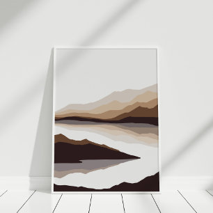 Neutrale Flusslandschaft im Gebirge Abstrakte Wand Poster