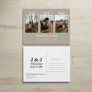 Neutrale FotoCollage Save the Date Postkarte