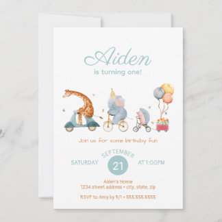 Neutrale Geburtstagspartei des süßen Tiers Einladung