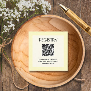 Neutrale gelbe Babyshower-Geschenkliste QR-Code Begleitkarte