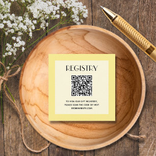 Neutrale gelbe Babyshower-Geschenkliste QR-Code Begleitkarte