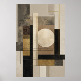 Neutrale geometrische Abstraktion, Beige Schwarz G Poster