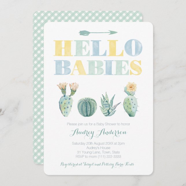 Neutrale geschlechtsspezifische Zwillinge oder gem Einladung (Vorne/Hinten)