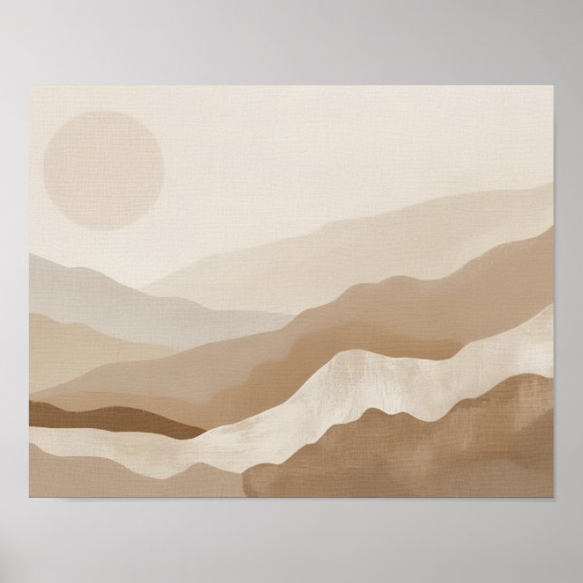 Neutrale getönte geschichtete Wüstenlandschaft Poster (Vorne)