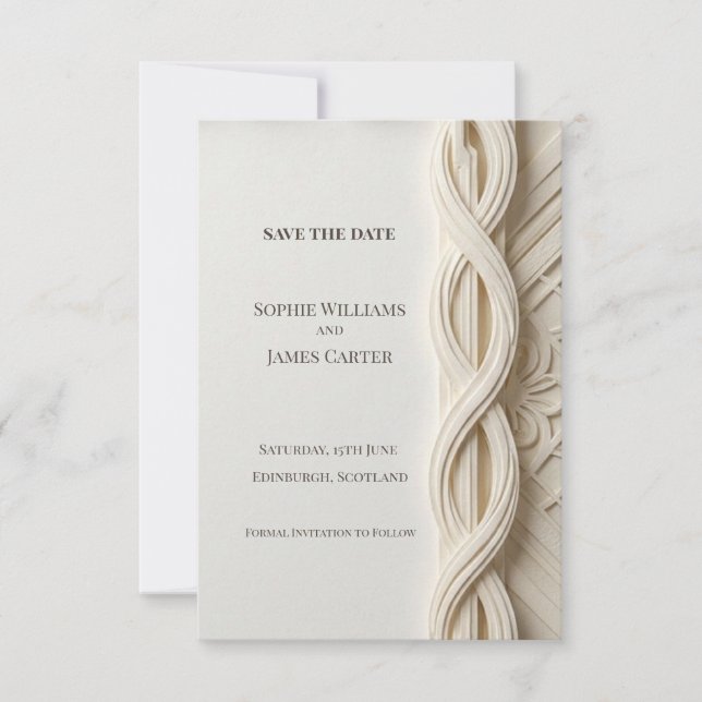 Neutrale Gewebte Save-The-Date-Karte Save The Date (Vorderseite)