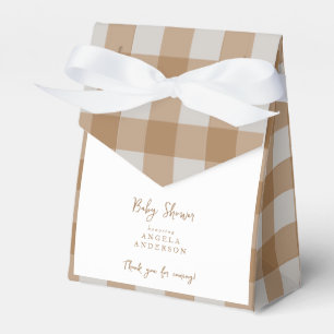 Neutrale Gingham-Babyparty-Dankeschön-Geschenkbox Geschenkschachtel
