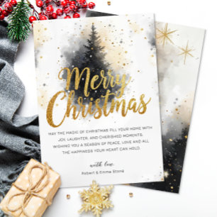 Neutrale goldene Wasserfarben-Weihnachtskarte  Einladung