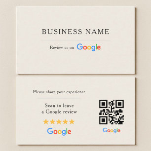 Neutrale Google-Bewertungs-QR-Code Elfenbein Visitenkarte