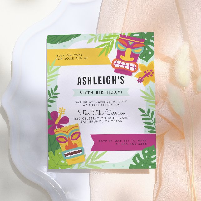 Neutrale Hawaiianische Geburtstagspartei für farbi Einladungspostkarte (Von Creator hochgeladen)