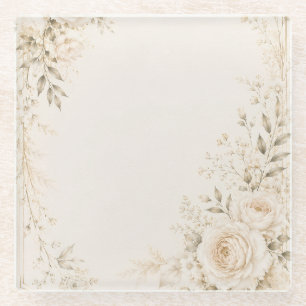 Neutrale Hochzeit mit raffinierten Blumen Glasuntersetzer
