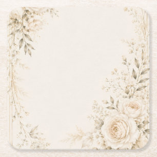Neutrale Hochzeit mit raffinierten Blumen Rechteckiger Pappuntersetzer