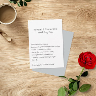 Neutrale Hochzeit ohne Kinder mit Kleinkarten Begleitkarte