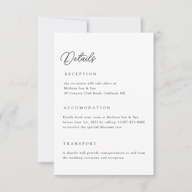 Neutrale Hochzeitdetails QR-Code-Umschließungskart Einladung (Vorderseite)