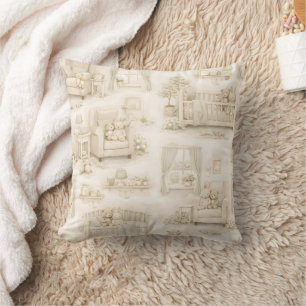 Neutrale Kinderzimmer-Teddybär-Zimmer-Beige-Muster Kissen