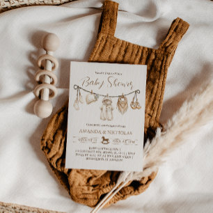 Neutrale Kleidung Baby Shower Gestreift Einladung