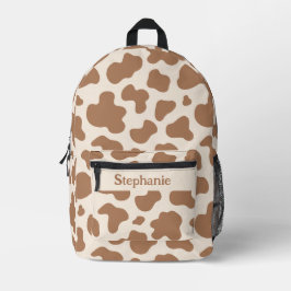 Neutrale Kuhdruck-Western-Erde Beige Braun Name Bedruckter Rucksack
