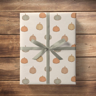 Neutrale Kürbis-Boho-Beige-Halloween-Herbst gedämp Geschenkpapier