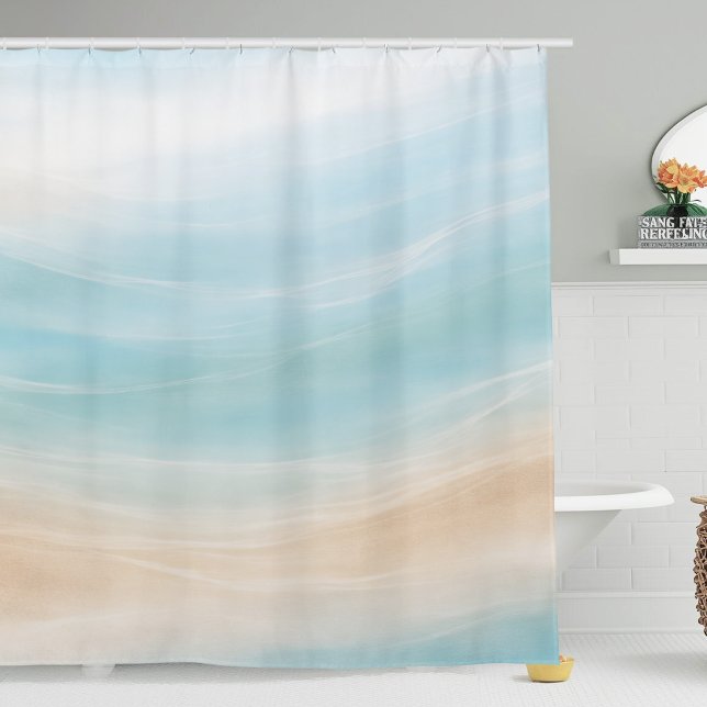 Neutrale Küsten-Duschvorhang Duschvorhang (coastal calm beach vacation home shower curtain)