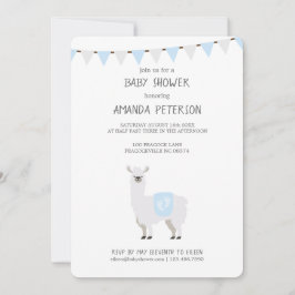 Neutrale Lama Baby Dusche für blaues und cremefarb Einladung