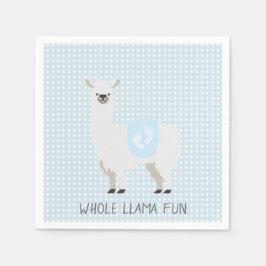 Neutrale Lama Baby Dusche für blaues und cremefarb Serviette