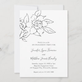 Neutrale Linie Art Floral Elegante Engagement Part Einladung