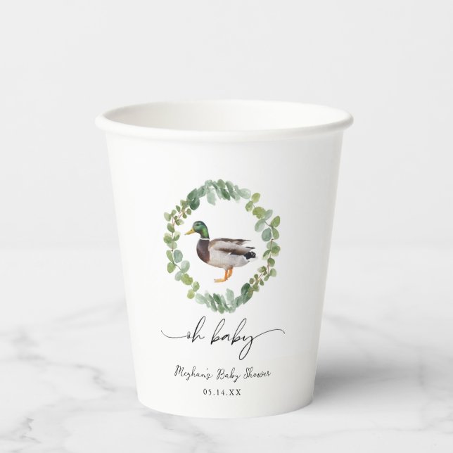 Neutrale Mallard Duck Baby Shower Pappbecher (Vorderseite)
