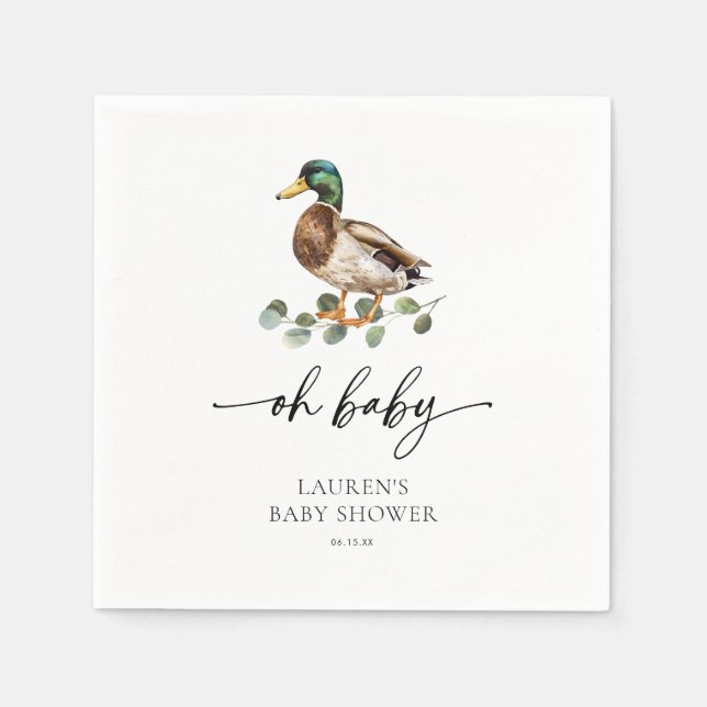 Neutrale Mallard Duck Baby Shower Serviette (Vorderseite)