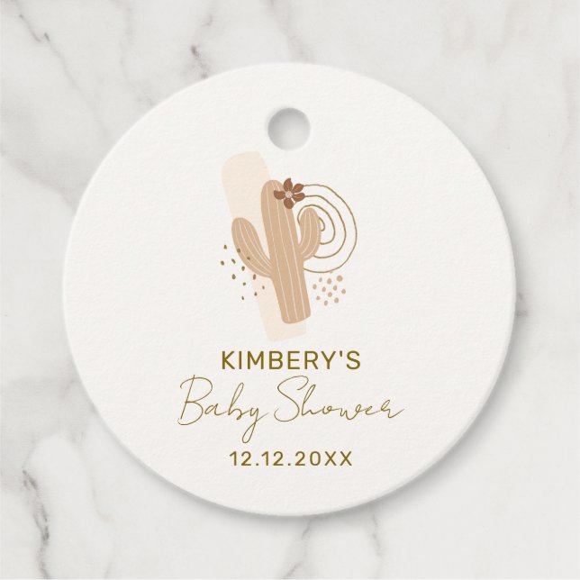 Neutrale Minimalistische Boho Wüstendusche Geschenkanhänger (Vorderseite)