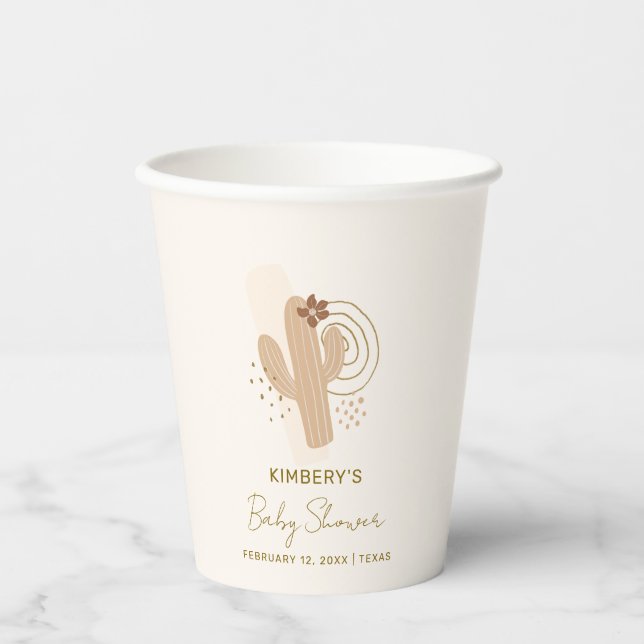 Neutrale Minimalistische Boho Wüstendusche Pappbecher (Vorderseite)