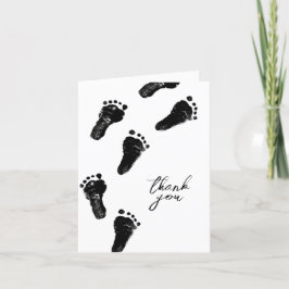 Neutrale Minimalistische Footprints von Babydusche Dankeskarte