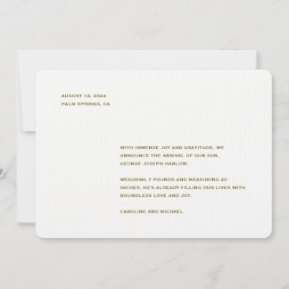 Neutrale Minimalistische Geburt Ankündigung