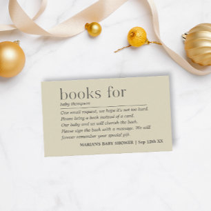 Neutrale Minimalistische grüne Bücher für Kinder Begleitkarte