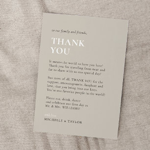 Neutrale Minimalistische Hochzeit Danksagkarte Mitteilungskarte