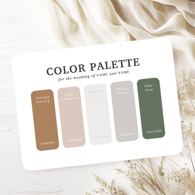 Neutrale Minimalistische Hochzeitsfarbe Begleitkarte (The Serenity Wedding Suite Vintage Pottery Color Palette - Mix and match for the perfect wedding.)