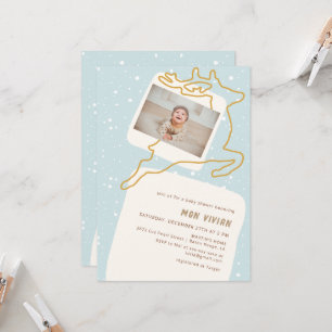 Neutrale Minimalistische Rentier-Winter-Kinderdusc Einladung