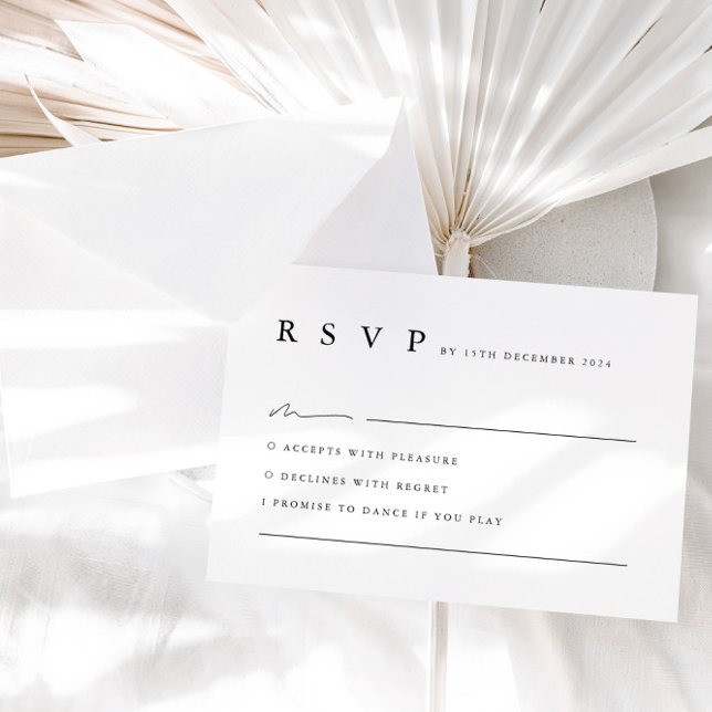 Neutrale Minimalistische Schwarz-weiße Hochzeitkar RSVP Karte (Von Creator hochgeladen)