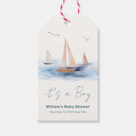 Neutrale Minimalistische Segelboot Babydusche Geschenkanhänger