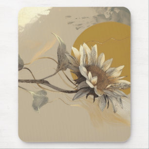 Neutrale minimalistische Sonnenblumenumrandung Mousepad
