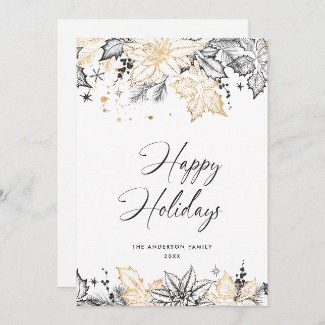 Neutrale Minimalistische Weihnachtskomposition Feiertagskarte (Vorne/Hinten)