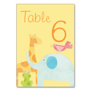 Neutrale Mod-Tier-Babyduschkarte Tischnummer