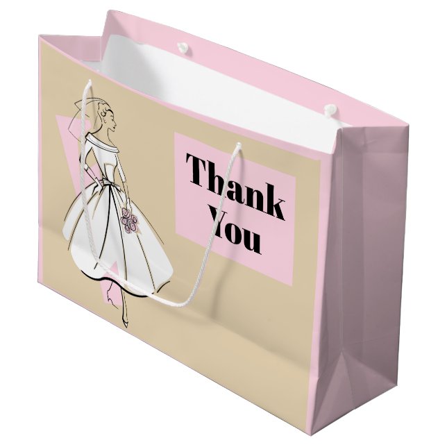 Neutrale Mode Bride Vielen Dank, großes rosa Große Geschenktüte (Vorderseite Schrägansicht)